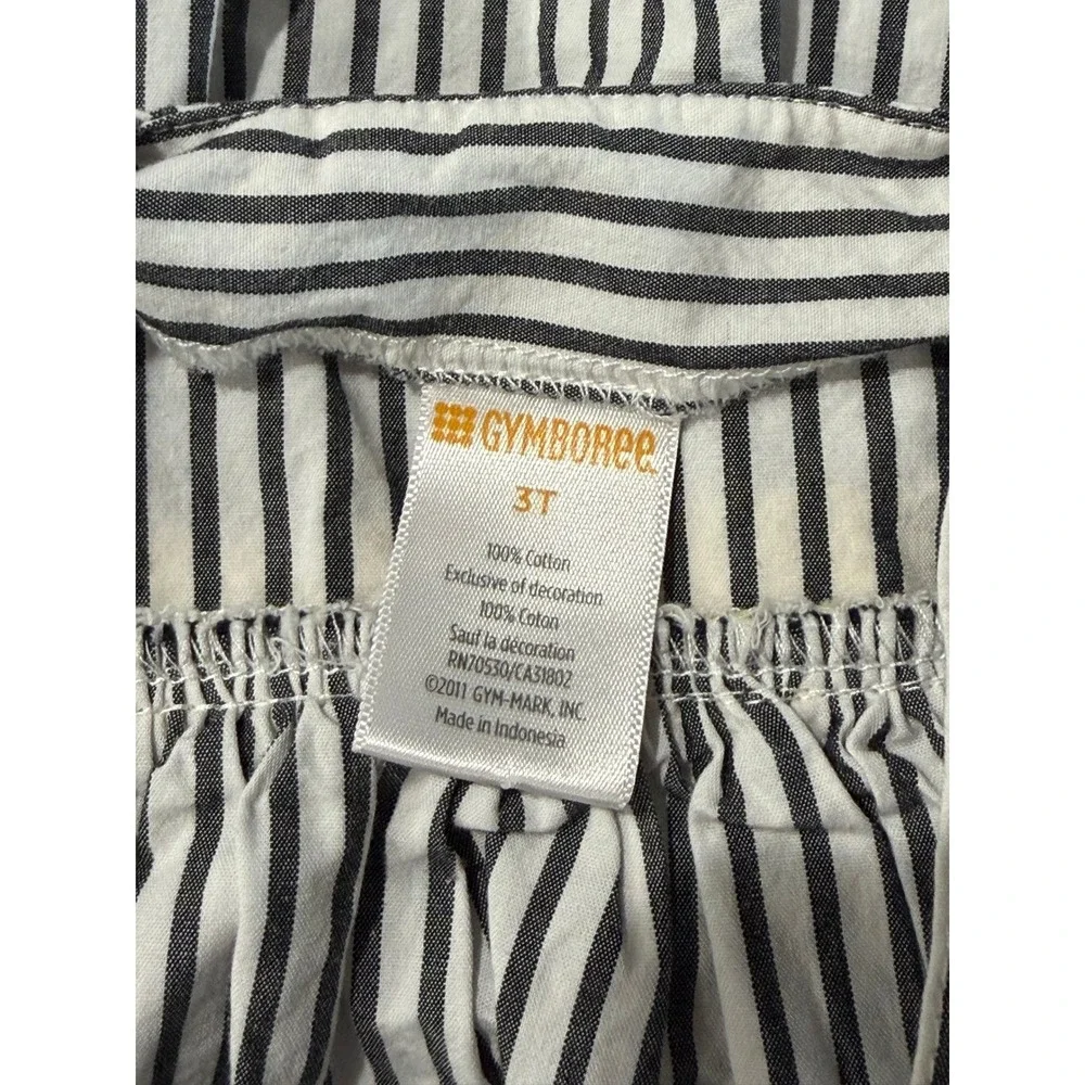 Gymboree Girls 3T Navy White Striped Bumblebee Cotton Dress Yellow Bow Ruffle